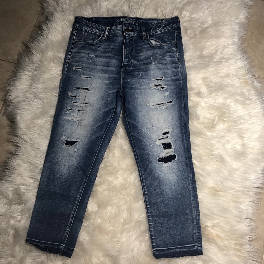 American Eagle Crop Ripped Jeans